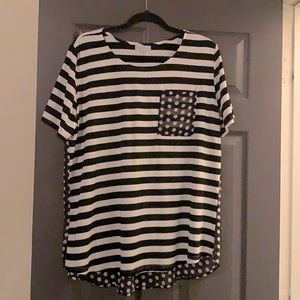Black & White strip/polka dot blouse